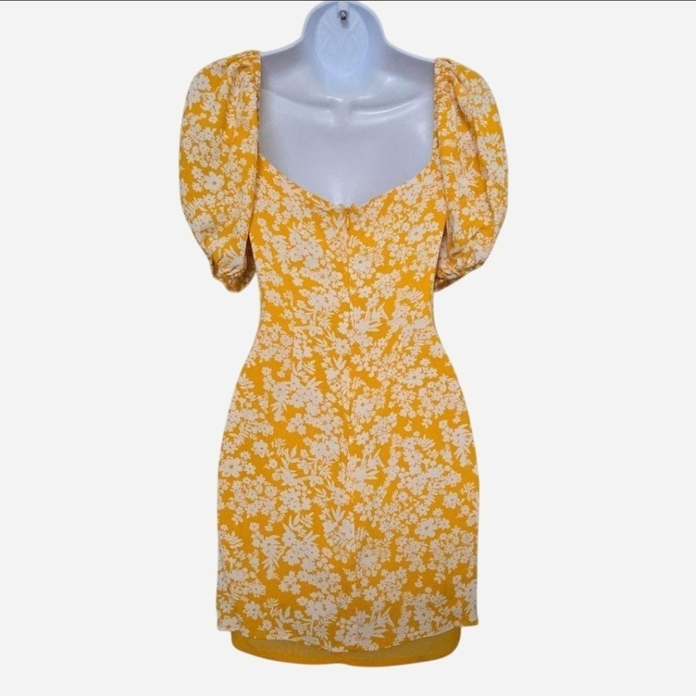 Sabo Floral Yellow Milkmaid Puff Sleeves Mini Dress size XS - Picture 6 of 12